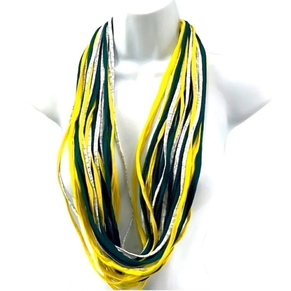 Dona Bela Shreds Shred Lite upcycled fabric necklace scarf boho blue jewelry NEW